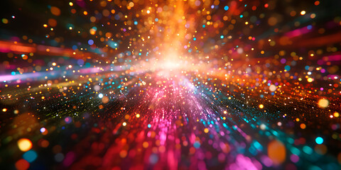 Festive glitter abstract background of multi colored particles