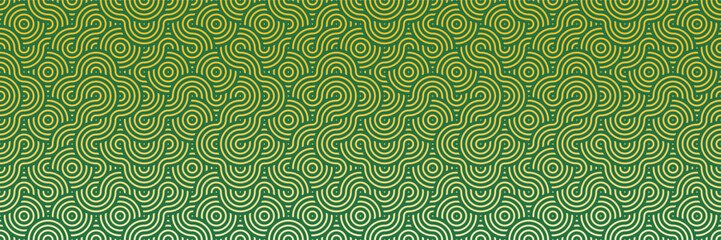 Fototapeta premium Seamless Asian Green Pattern for Textile and Background Design. Geometric Shapes, Retro Swirls Background.