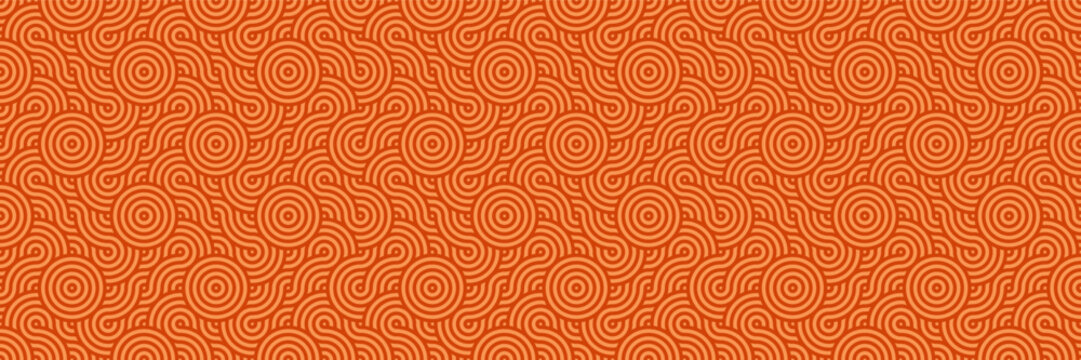 Seamless Ornate Orange Pattern for Elegant Textile and Wallpaper Design. Geometric Traditional Background. 
