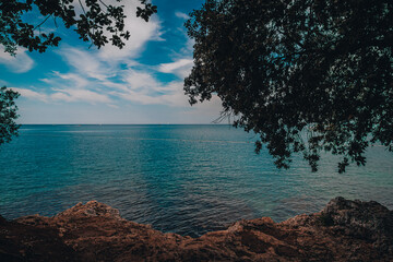 Croatia - beautiful Mediterranean coast landscape in Istria. Porec Adriatic Sea.