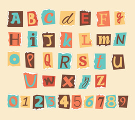 Cut Paper Letters and Numbers Ransom Note Vector