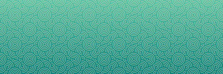 Naklejka premium Turquoise Coral Bubbles, Abstract Aquatic Seamless Pattern, Traditional Asian Background in Festive Vector Style