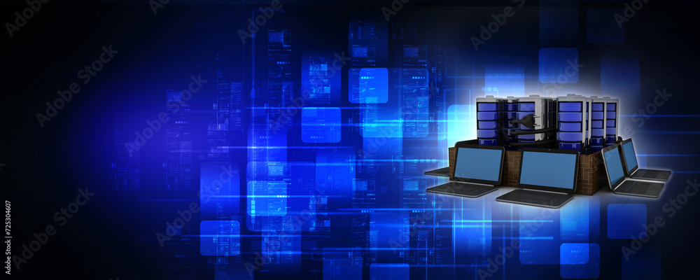 Poster 3d rendering technology computer network