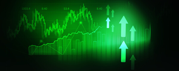 2d rendering Stock market online business concept. business Graph 