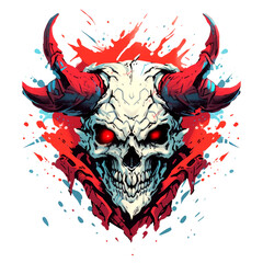 Art Illustration skull warrior style abstraction, sticker, print t-shirt design PNG transparent