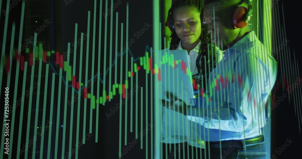Poster image of data processing over diverse it engineers by computer servers