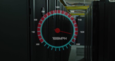 Image of speedometer over server room