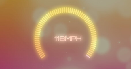 Image of speedometer over colorful background