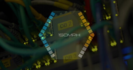 Image of speedometer over server room
