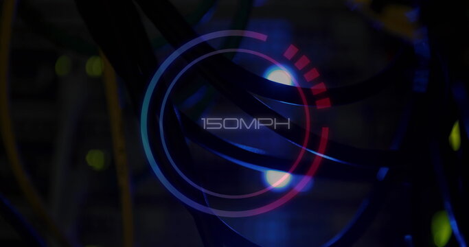 Image of speedometer over server room - Powered by Adobe