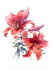 watercolor lilies,Generative AI