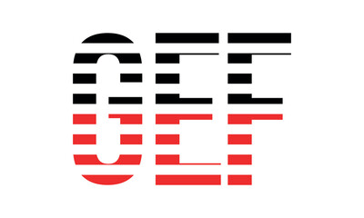 GEF three initial letter iconic line negative space minimal logo design vector template. monogram, abstract, wordmark, business, typography, minimalist, brand, company, flat, modern, unique, simple