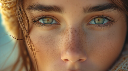 Fototapeta premium Glamour portrait of a beautiful woman model, Portrait of a young and beautiful woman with perfect smooth skin. Concept of natural cosmetics and skincare.