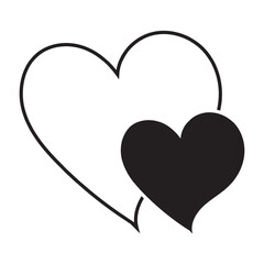 Love Vector black Heart shape frame with crown brush icon. doodle Hand drawn valentine day logo. Decor for greeting card,  photo overlays, t-shirt print, wedding, mug, poster design.Black heart icon. 