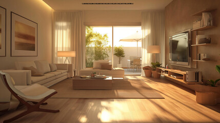 modern living room interio. Generative AI
