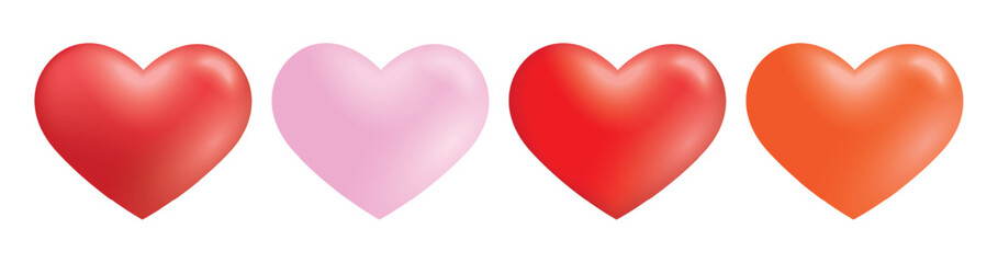 3d glossy heart love frame on white background. Suitable for Valentine day, Mother day, Women day, wedding, sticker, greeting card. February 14th. heart icons set vector.