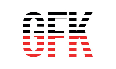 GFK three initial letter iconic line negative space minimal logo design vector template. monogram, abstract, wordmark, business, typography, minimalist, brand, company, flat, modern, unique, simple