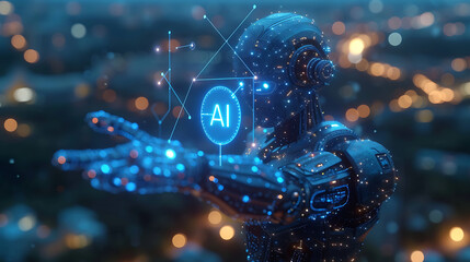 Fototapeta na wymiar AI, Machine learning background, Science and artificial intelligence technology, innovation and futuristic generative AI