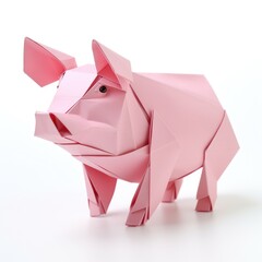 Colorful Origami pig, Unique Paper Polygon Artwork, Ideal Pet Concept, Ai Generated