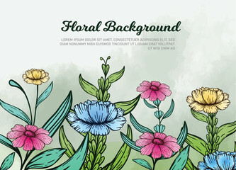 colorful blooming floral background design vector