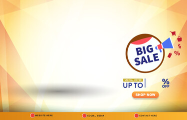 big sale discount template banner with copy space for product sale with abstract gradient yellow and white background design