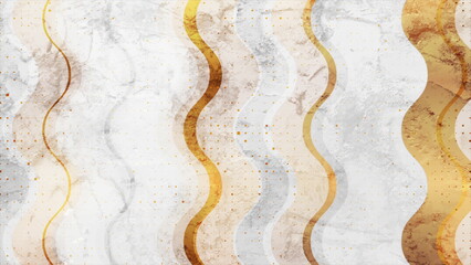 Golden and grey wavy stripes grunge abstract background