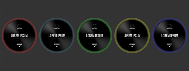 Set of company badge certificates. Luxurious certificate lights up. Certified logo design vector illustration. Suitable for graduations, achievements, skills experts, achievements, skill levels