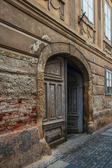 Fototapeta na wymiar Old street in the old baroque town of Varazdin, northern Croatia