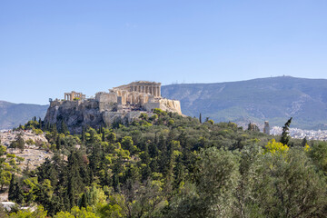 Fototapeta na wymiar View of the Acropolis of Athens from Muse Hill, Athens, Greece