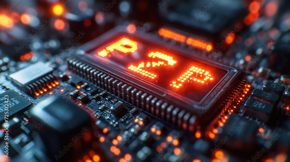 Poster microprocessor technology and data processing: a close-up view of a microprocessor chip with 'p2p' i