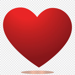 Soft red heart with transparent background. Vector illustration