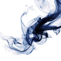 A blue abstract smoke isolated  on transparent png.