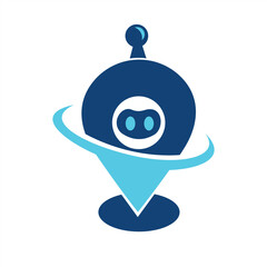 combination of location logo with robot