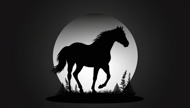 Artistic Illustration of Wild Horse Silhouette in Vector Art
