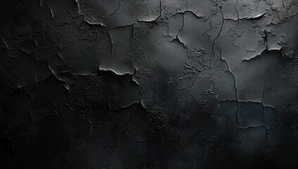 Modern and textured dark background featuring rough grunge surface with abstract pattern on black wall. Design incorporates elements of dirty concrete and stone artistic and vintage wallpaper