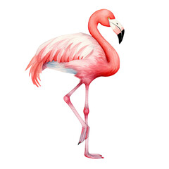 AI-generated watercolor clipart of a Flamingo bird illustration. Isolated elements on a white background.