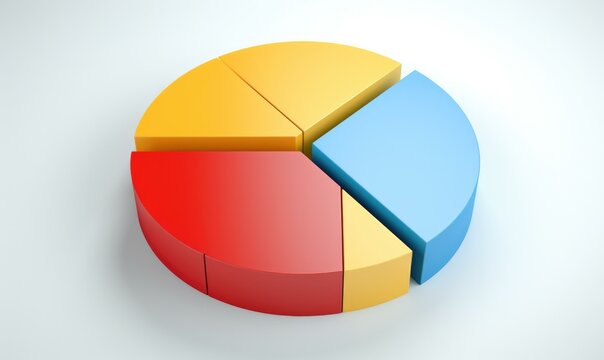 A pie chart with three different colors. Generative AI.