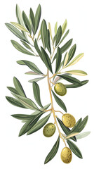 olive branch vector on white background