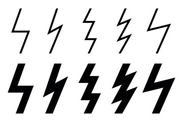 Thin outline lightning bolts