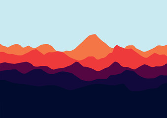 beautiful landscape mountains, vector illustration for background design.