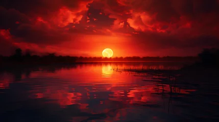 Möbelaufkleber Stunning red sunset. © khan
