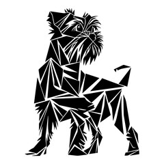 Affenpinscher dog standing triangles, Affenpinscher low polygon illustrations