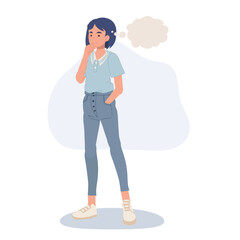 creative brainstorming concept. woman thinking.  a contemplative person