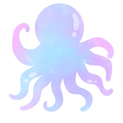 octopus sea Animals Ocean Underwater Cute pastel Watercolor Clipart
