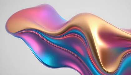 Fotobehang Fluid smooth abstract metallic holographic colored shape background © BACKART