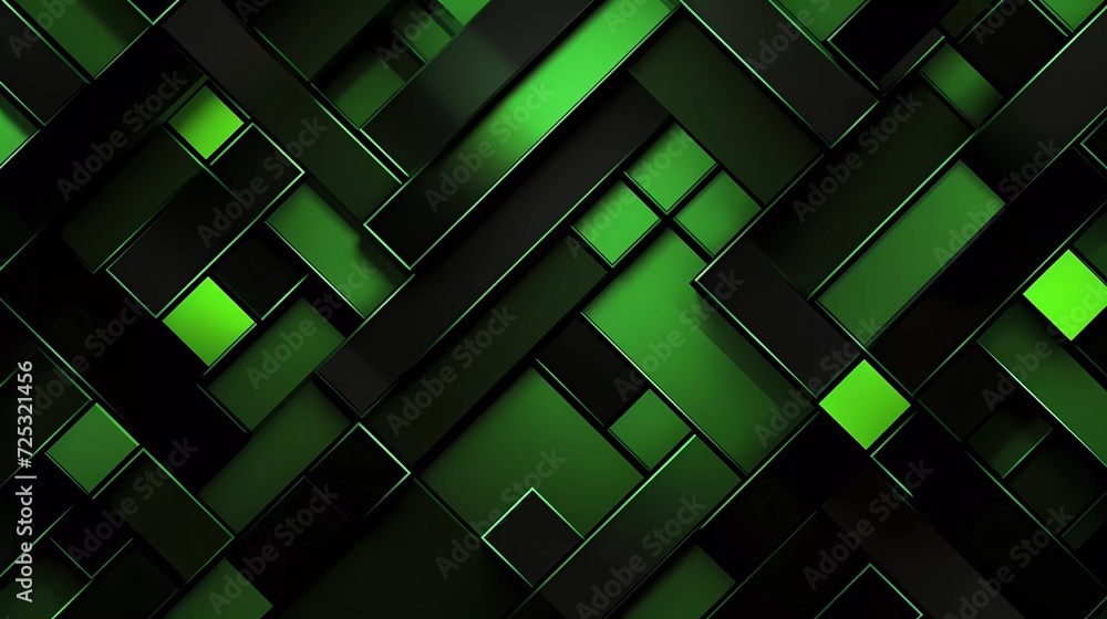 Canvas Prints black and light green background, geometric pattern. generative ai