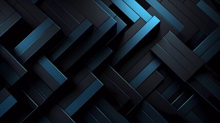Black and dark blue background, Geometric pattern. generative ai