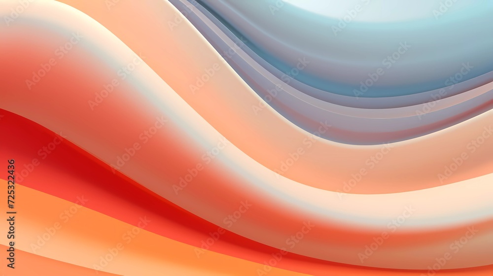Aufkleber 3d abstract background with wavy light colors. generative ai