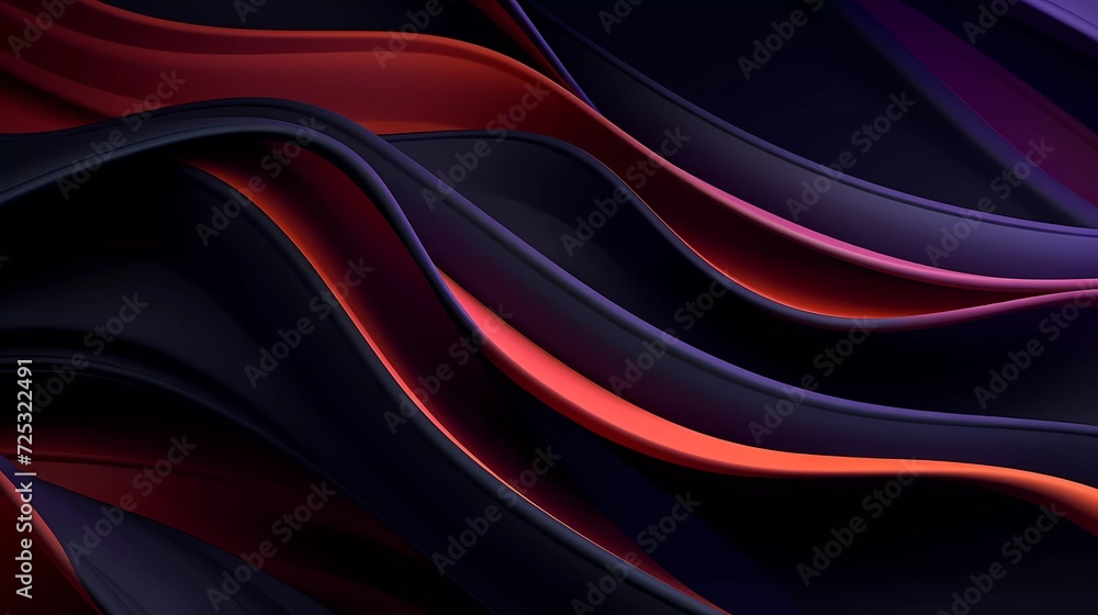 Poster 3d abstract background with wavy dark colors. generative ai