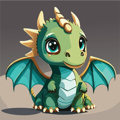 Naklejka premium Cute baby dragon